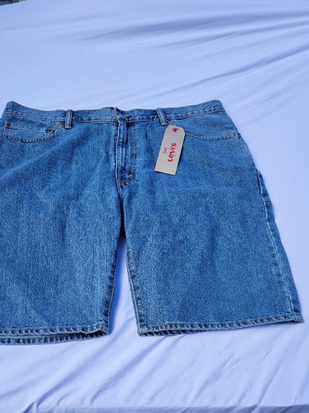 Levis 505 Jean Shorts Men's 40 Blue Denim Classic Workwear Outdoor Blemished.